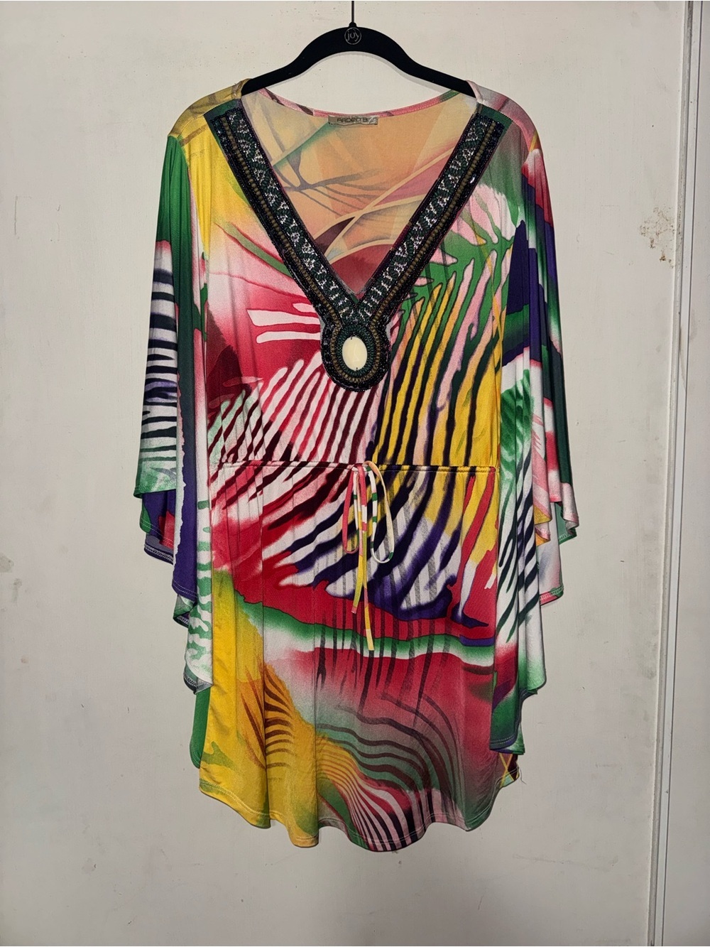Arden B Peach and Coral Sheer Printed Top